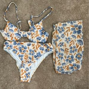 High waisted floral bikini with skirt coverup